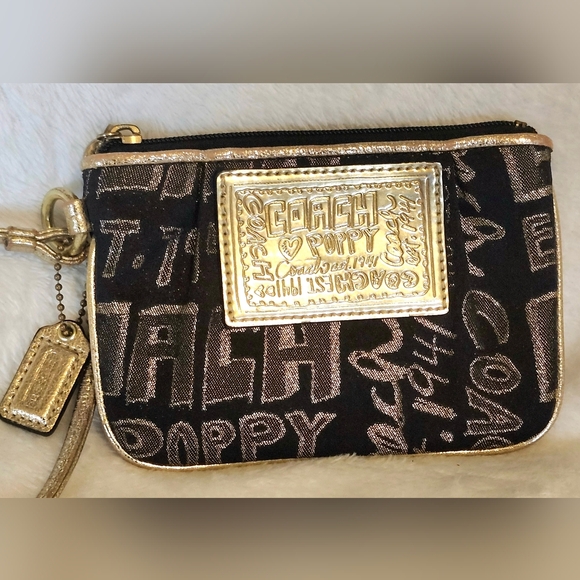 Coach Black and Gold Wristlet